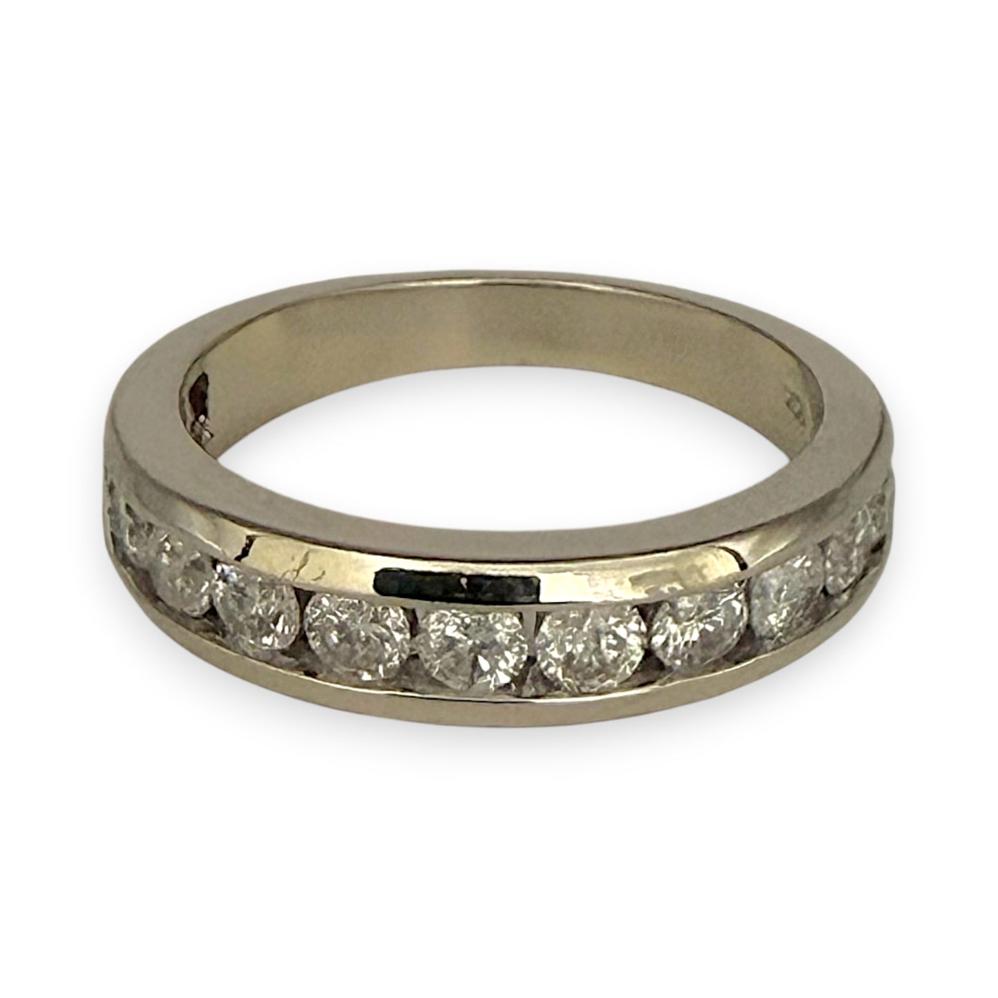 NZGD | 10ct White Gold Diamond Horizon Ring Size O 1/2