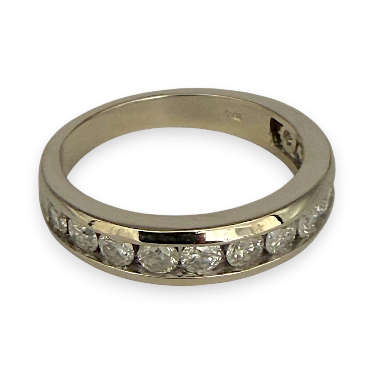 NZGD | 10ct White Gold Diamond Horizon Ring Size O 1/2