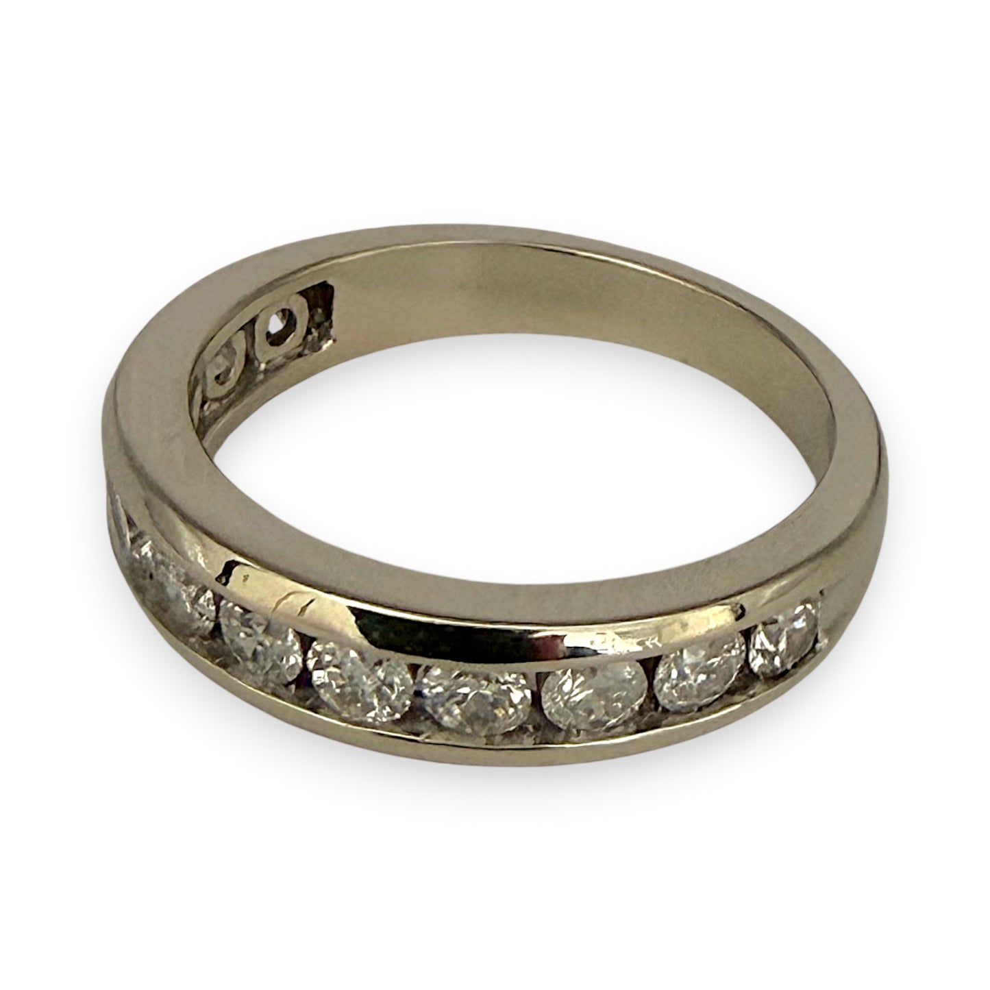 NZGD | 10ct White Gold Diamond Horizon Ring Size O 1/2