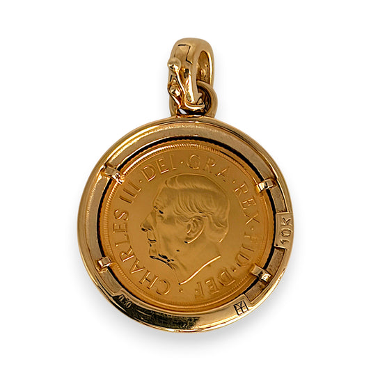 NZGD | 22ct 2025 Full Sovereign in 10ct Gold Diamond‑Set Pendant