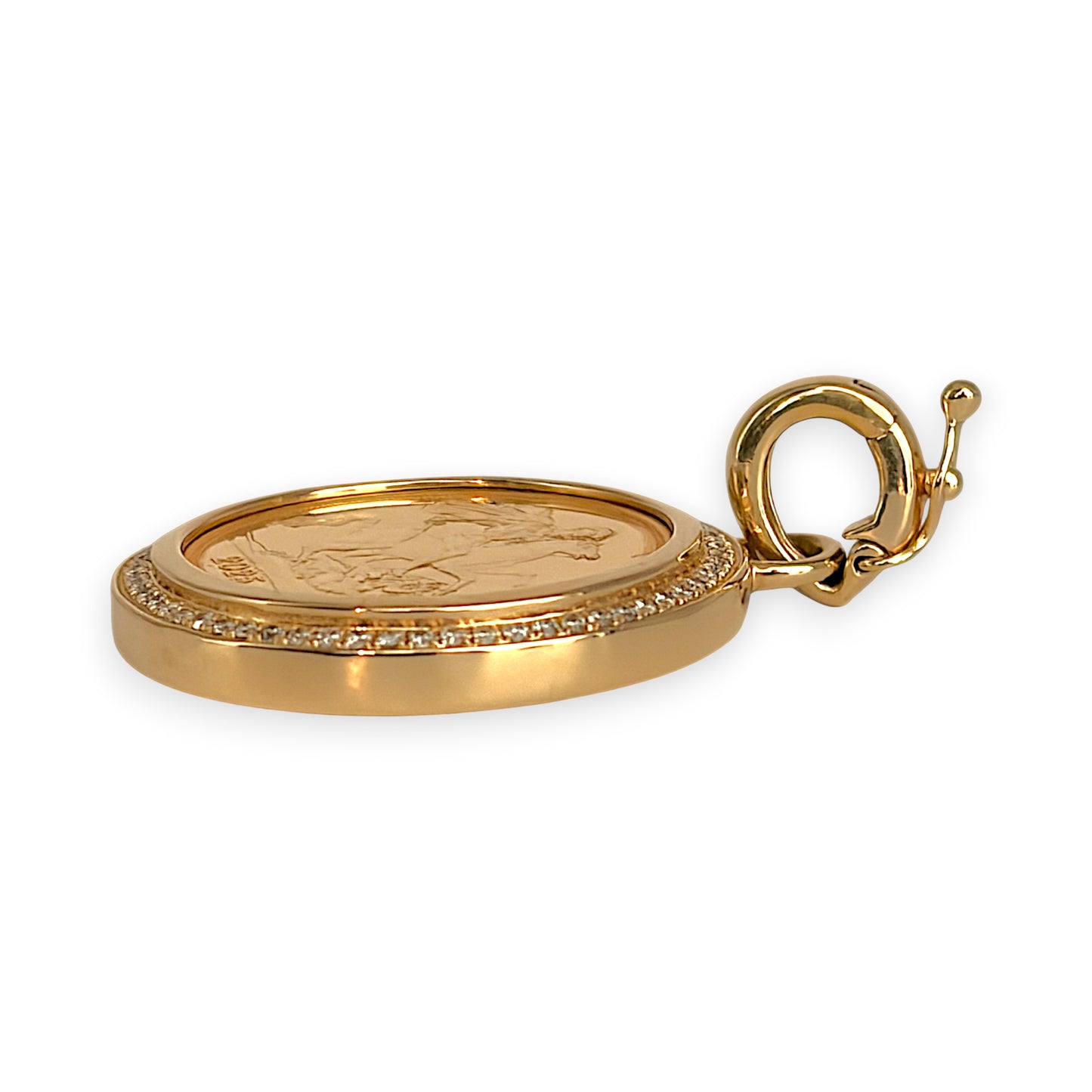 NZGD | 22ct 2025 Full Sovereign in 10ct Gold Diamond‑Set Pendant