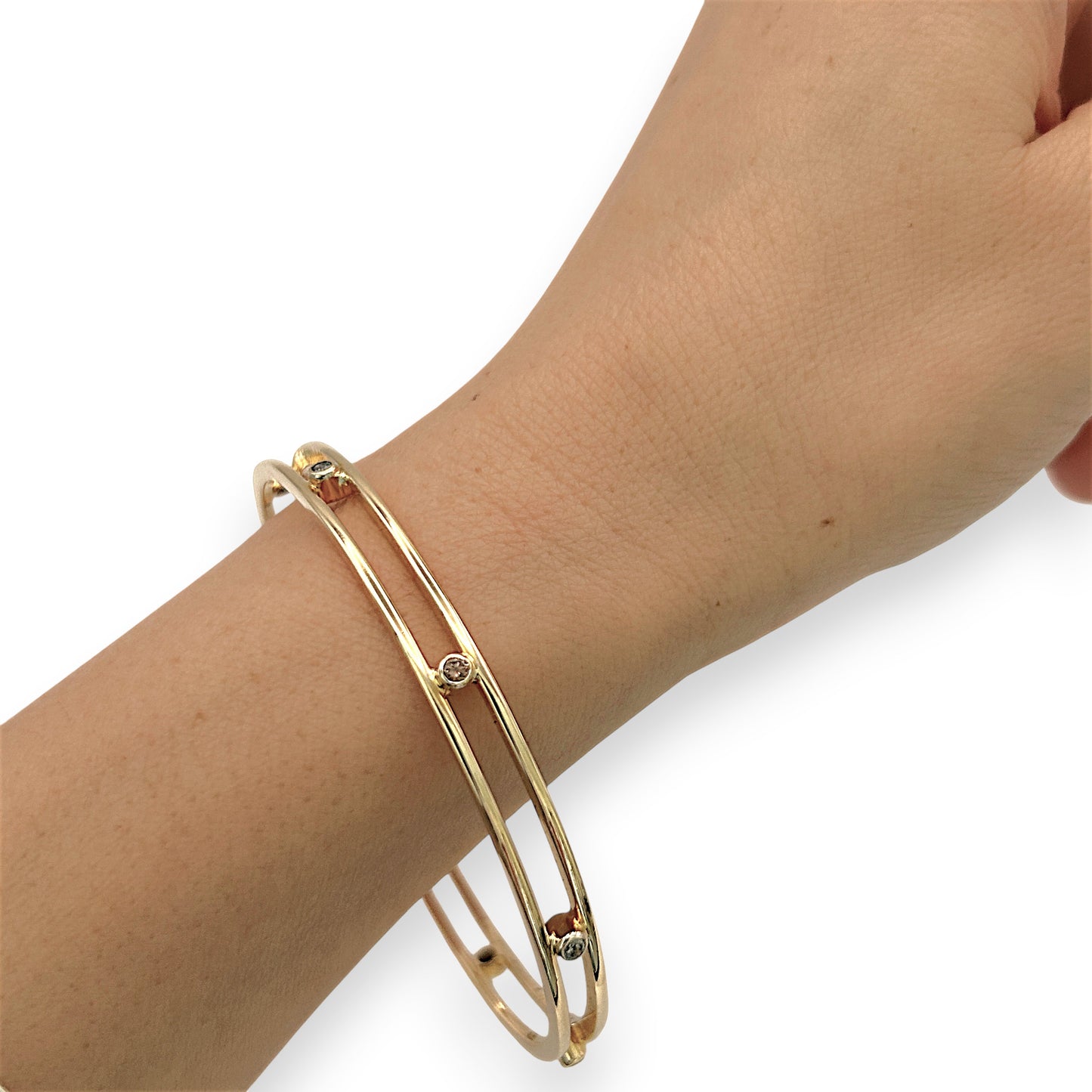 NZGD | 15ct Gold Aureline Dual‑Arc Bangle Valuation $11,000