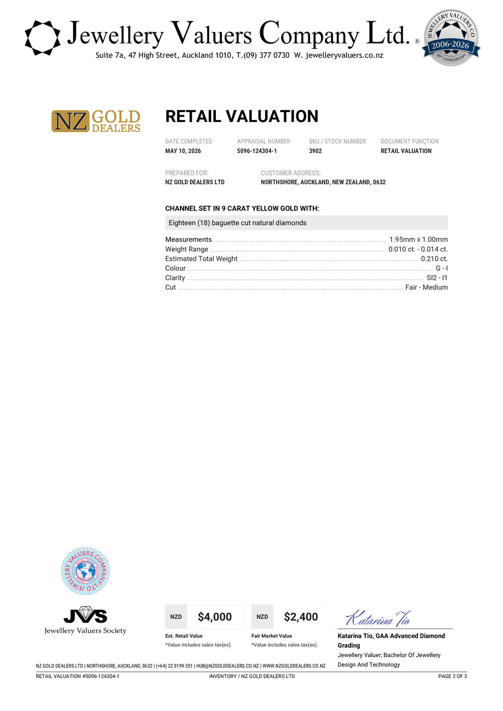 NZGD | 9ct Gold Aureline Regal Square Ring Valuation $4,000
