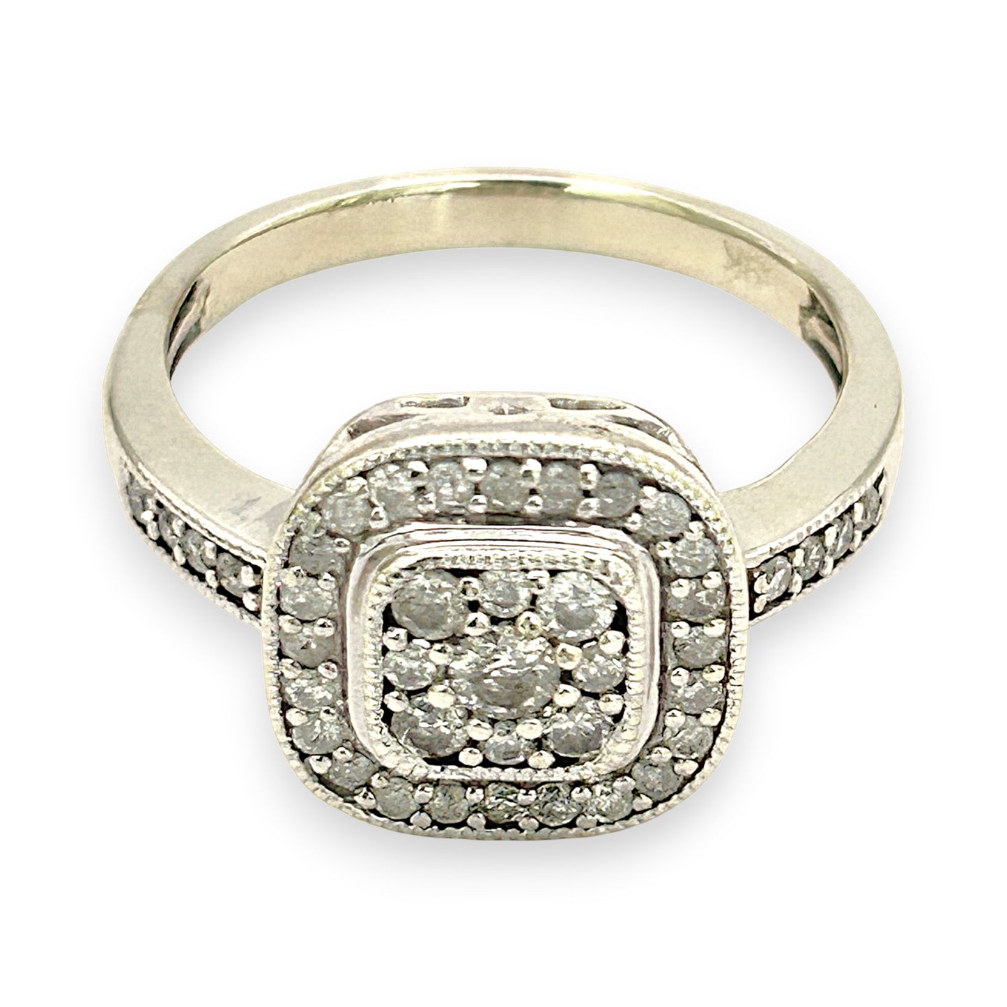 NZGD | 9ct White Gold Celestine Cluster Ring Valuation $2,500