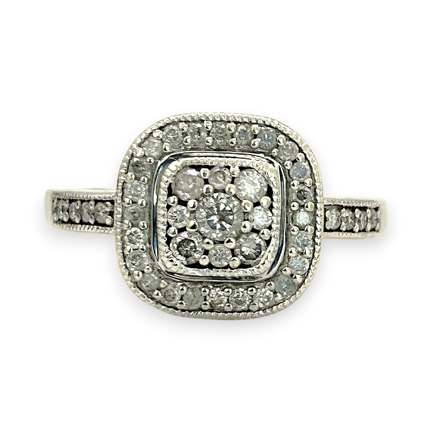 NZGD | 9ct White Gold Celestine Cluster Ring Valuation $2,500