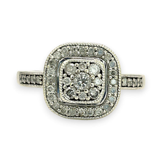 NZGD | 9ct White Gold Celestine Cluster Ring Valuation $2,500