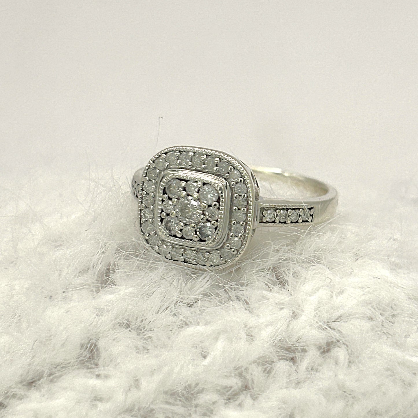 NZGD | 9ct White Gold Celestine Cluster Ring Valuation $2,500