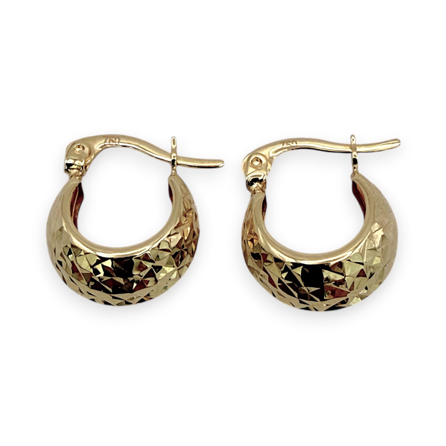 BRAND NEW | 18ct Gold Diamond‑Cut Glow Hoop Earrings 16.7mm