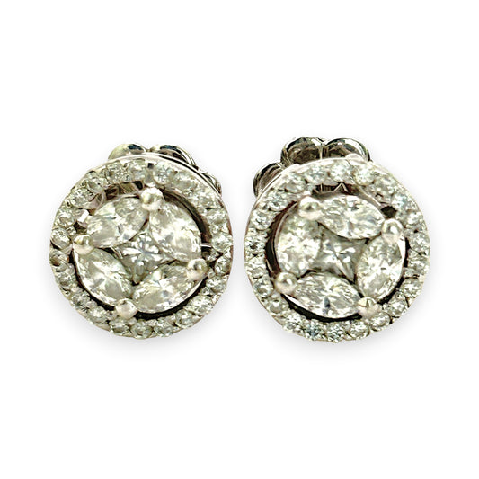 NZGD | 18ct White Gold Celeste Diamond Bloom Stud Earrings