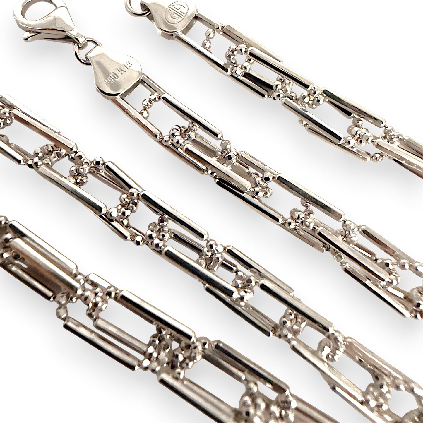 NZGD | 18ct White Gold Luxe Double Paperlink Chain 38-43cm