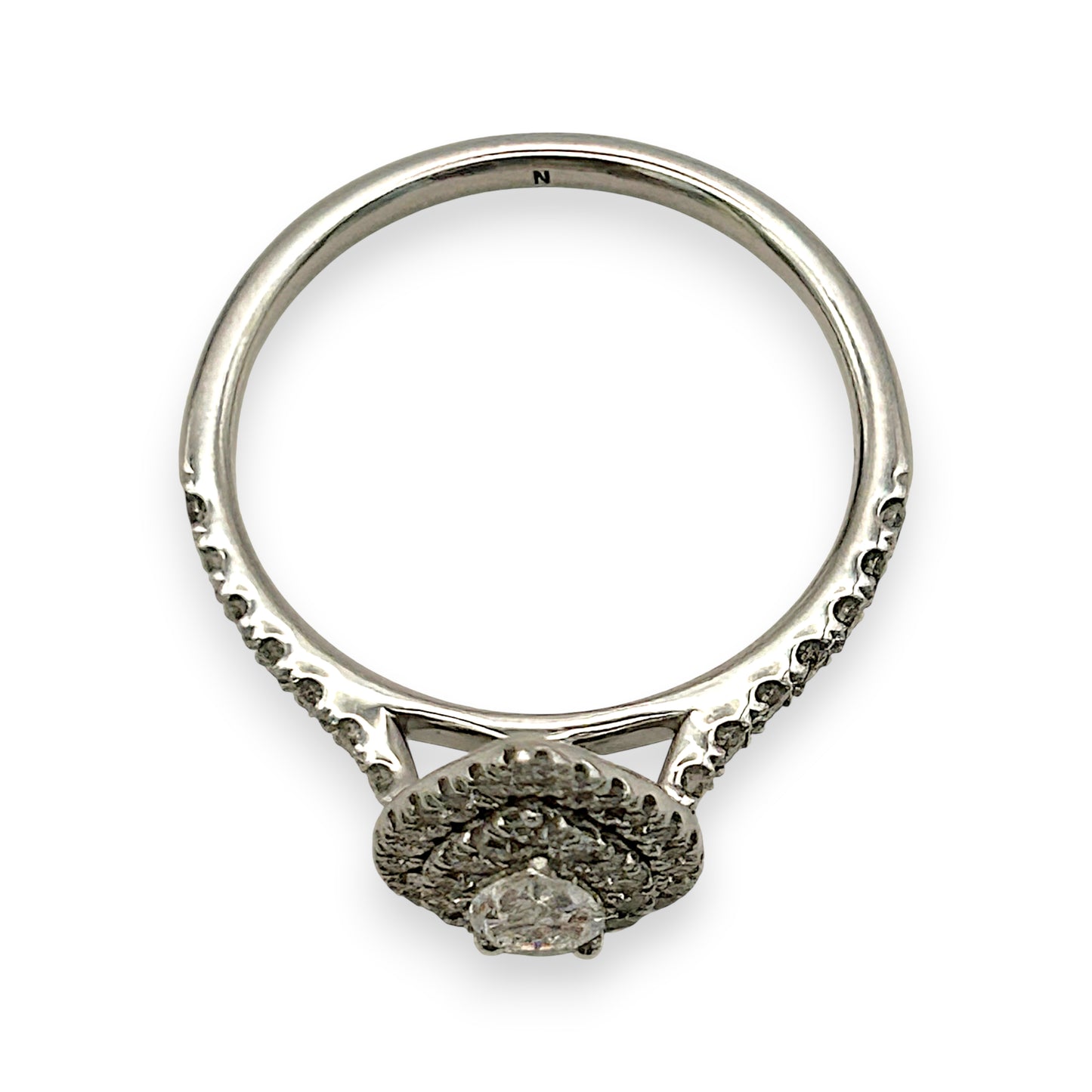 NZGD | 9ct W Gold Teardrop Radiance Double‑Halo Ring Valuation $3,600