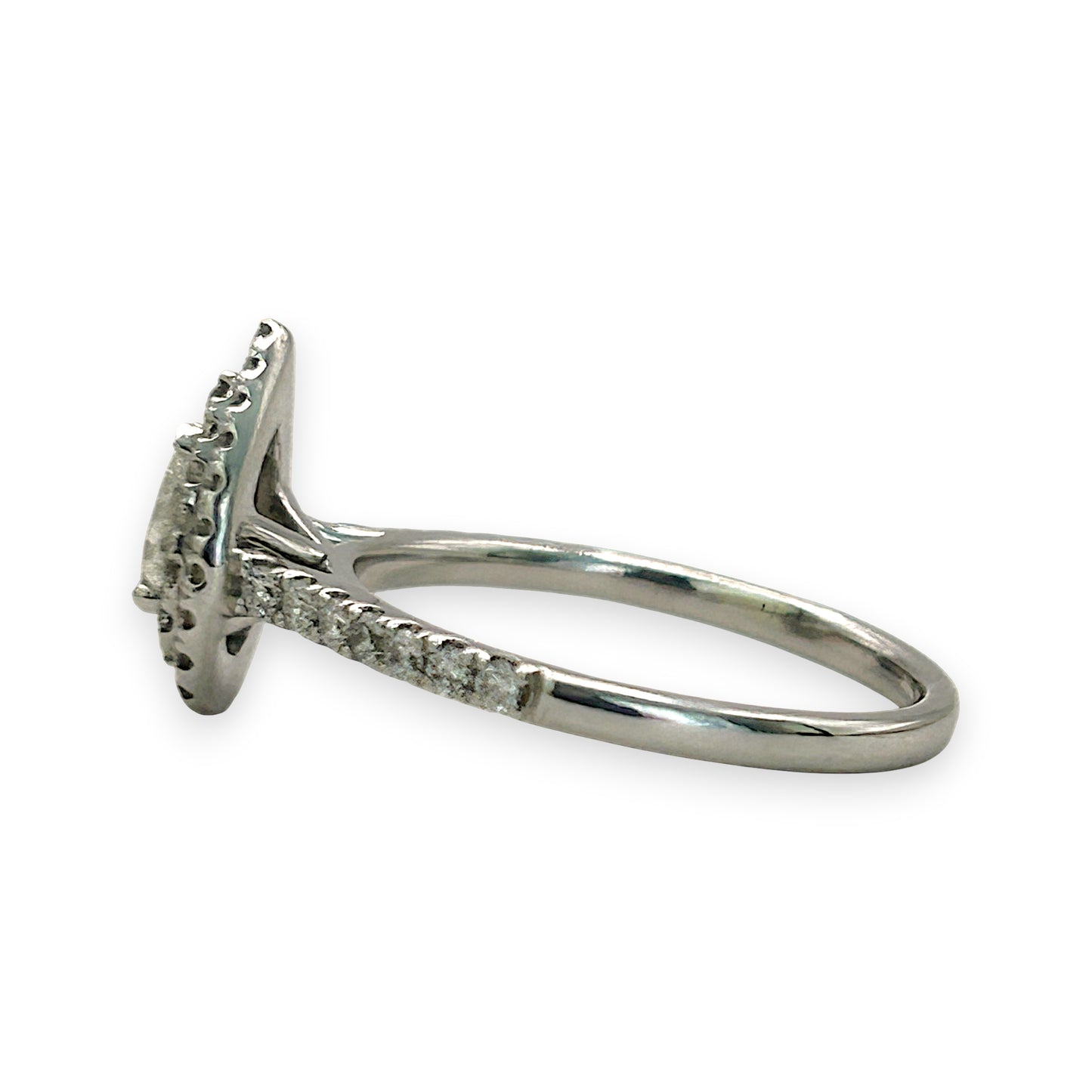 NZGD | 9ct W Gold Teardrop Radiance Double‑Halo Ring Valuation $3,600