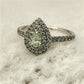 NZGD | 9ct W Gold Teardrop Radiance Double‑Halo Ring Valuation $3,600