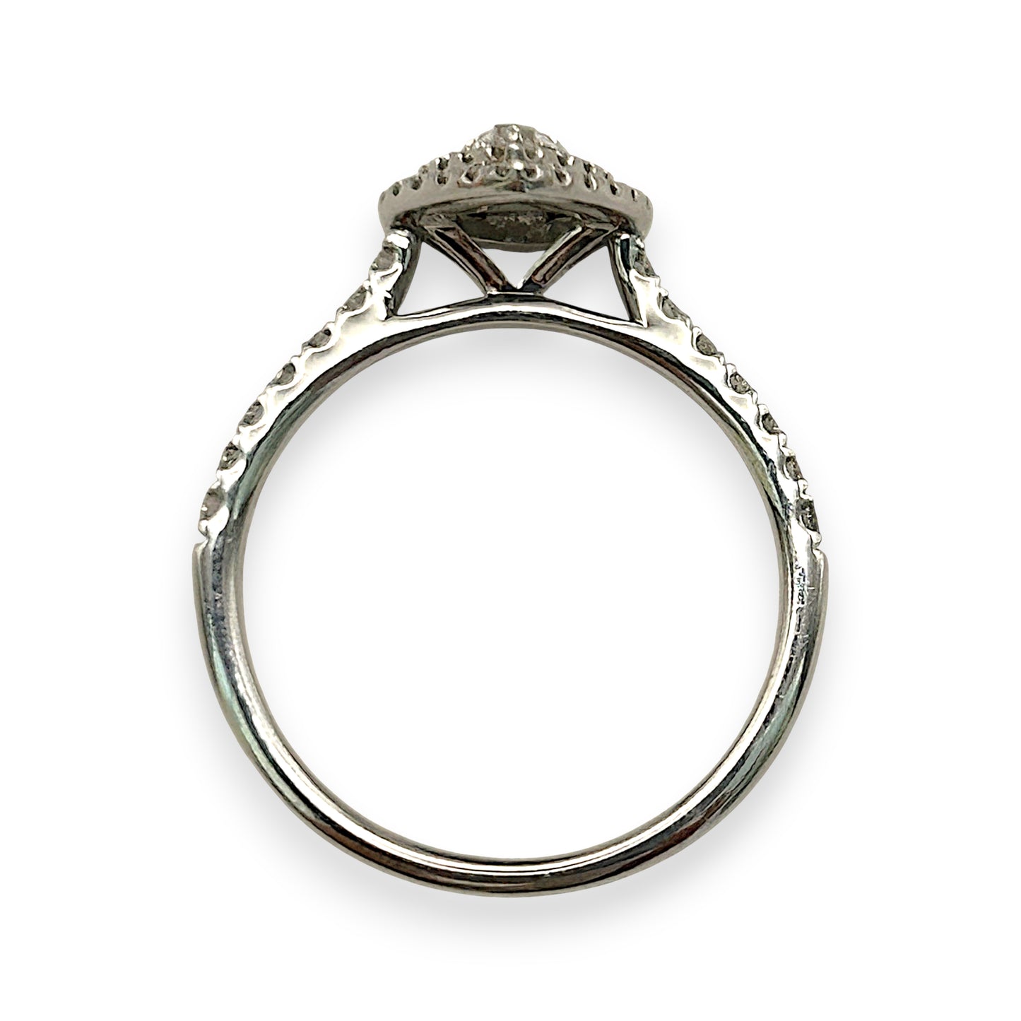 NZGD | 9ct W Gold Teardrop Radiance Double‑Halo Ring Valuation $3,600