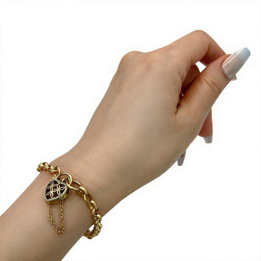 NZGD | 10ct Gold MICHAEL HILL Belcher LoveLock Bracelet 19cm