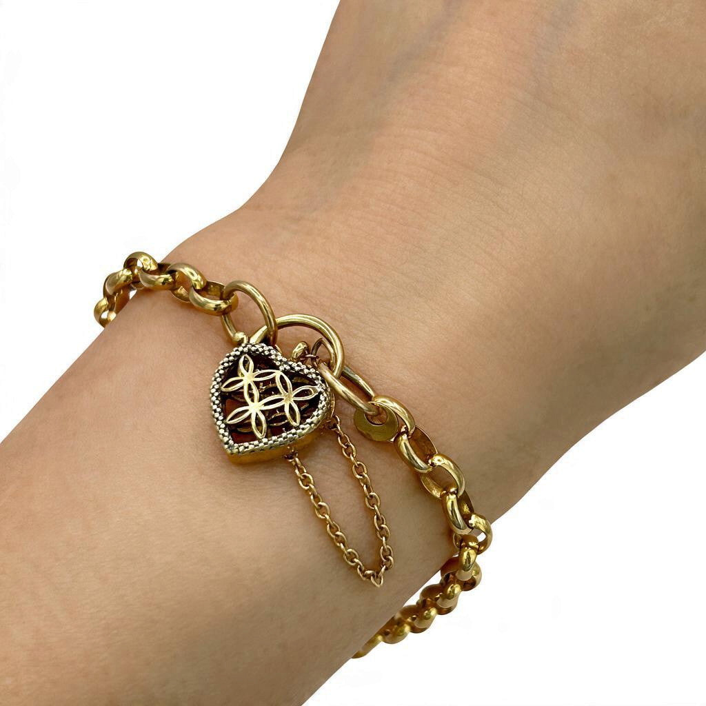 NZGD | 10ct Gold MICHAEL HILL Belcher LoveLock Bracelet 19cm