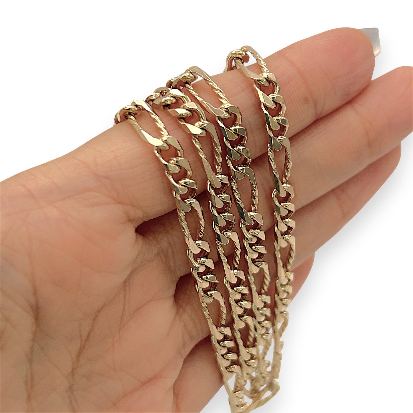NZGD | 9ct Gold Imperial Diamond‑Cut Figaro Chain Valuation $8,400