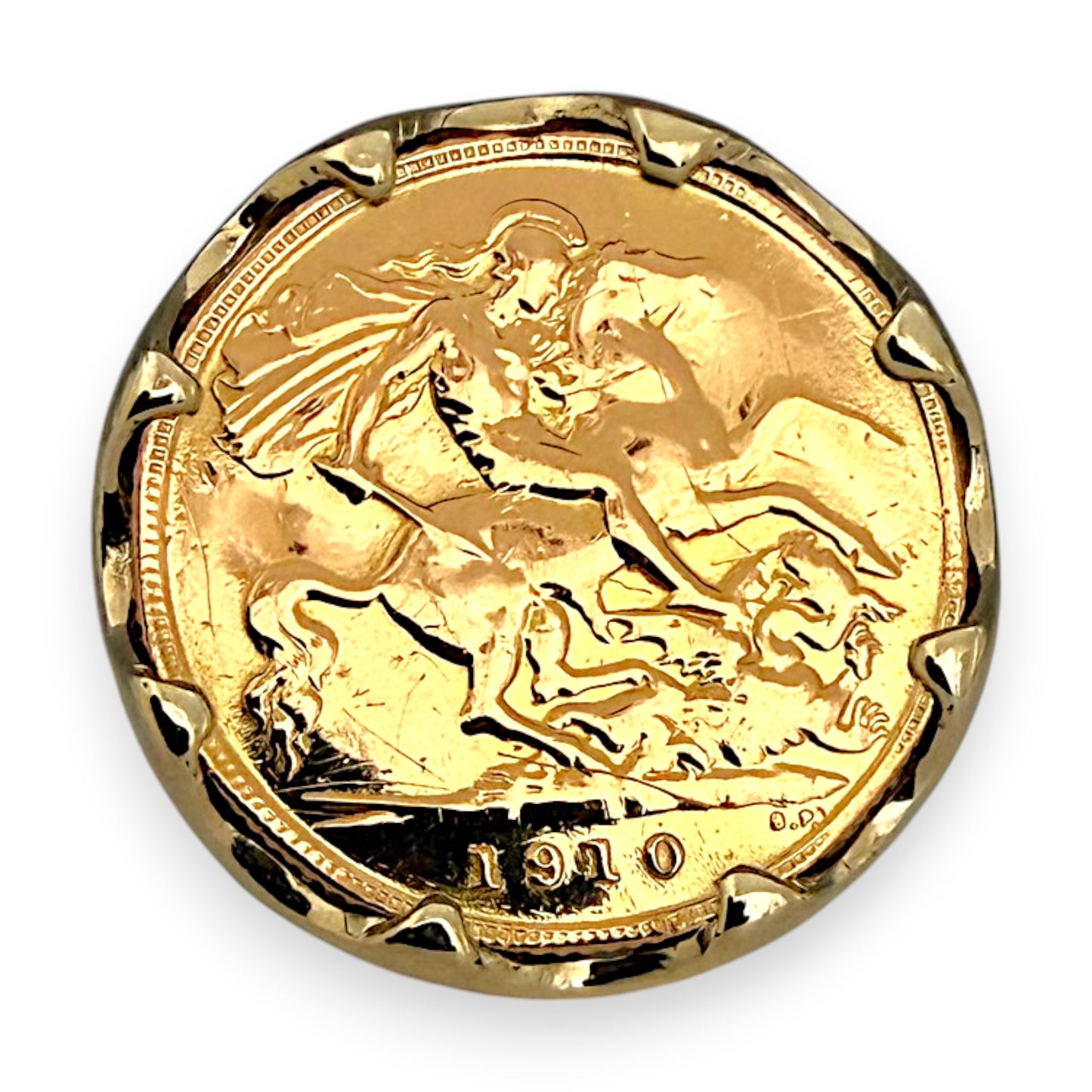 NZGD | 22ct (22K) Imperial 1910 Half Sovereign in 9ct Ring Size Y