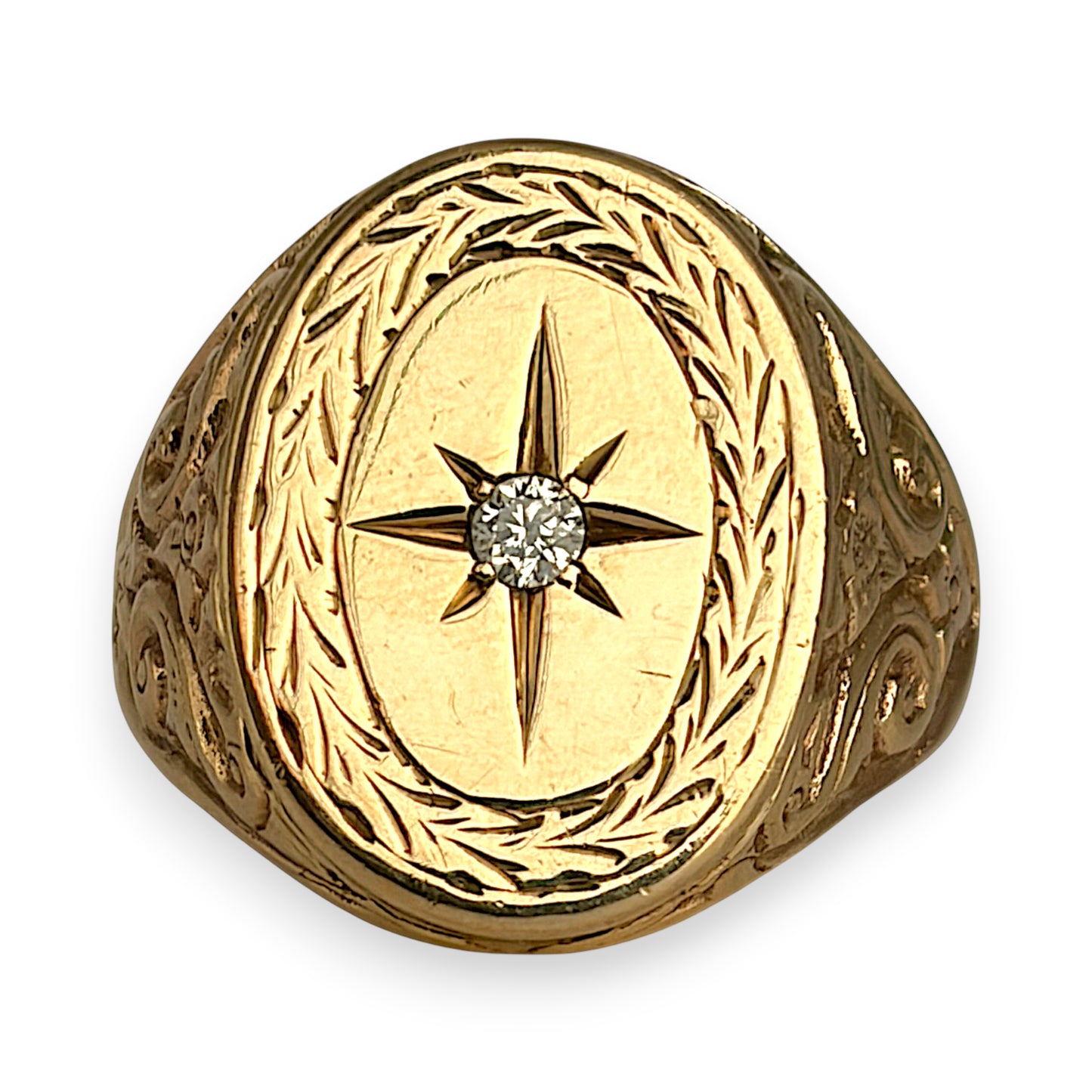 NZGD | 9ct Gold Auric North Star Signet Ring Size Z 1/2