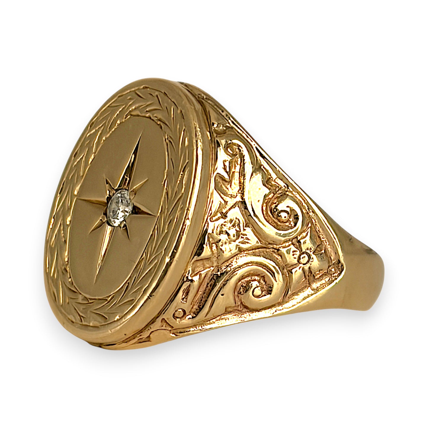 NZGD | 9ct Gold Auric North Star Signet Ring Size Z 1/2