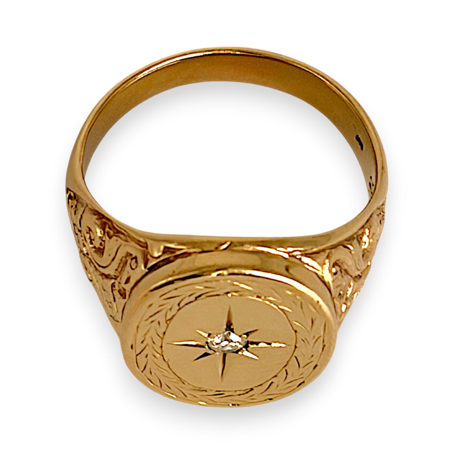 NZGD | 9ct Gold Auric North Star Signet Ring Size Z 1/2