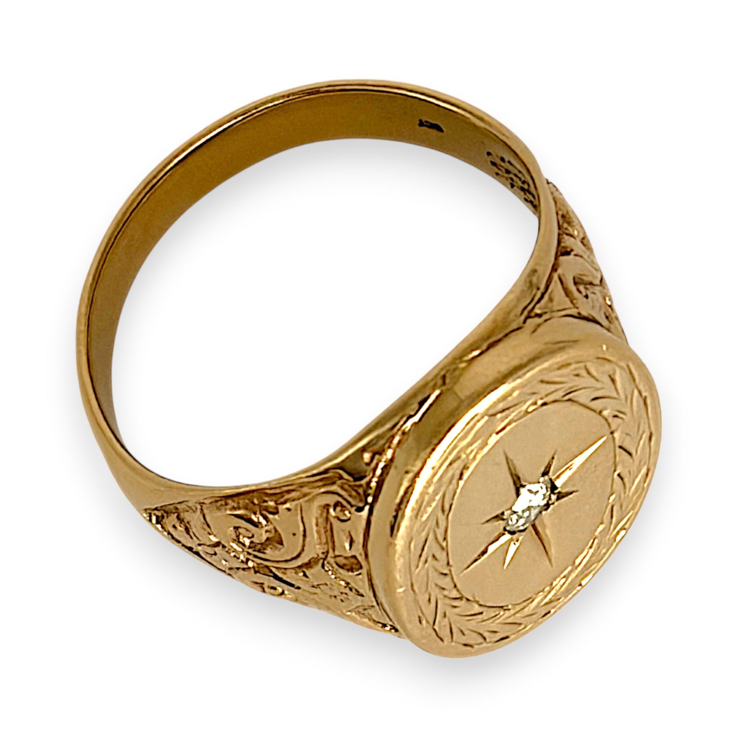 NZGD | 9ct Gold Auric North Star Signet Ring Size Z 1/2