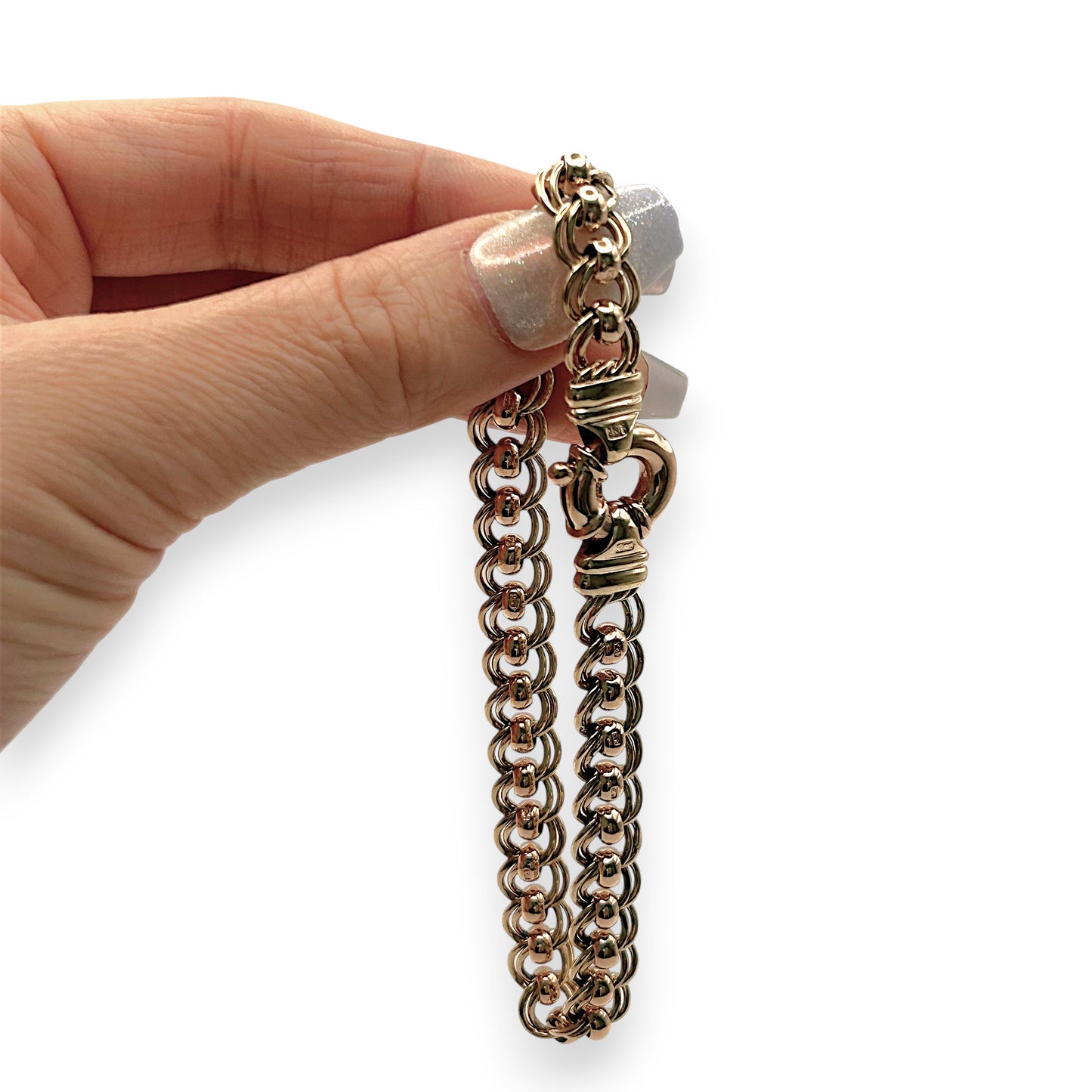NZGD| 9ct Y/R Gold Two‑Tone Rollo Harmony Bracelet 21cm