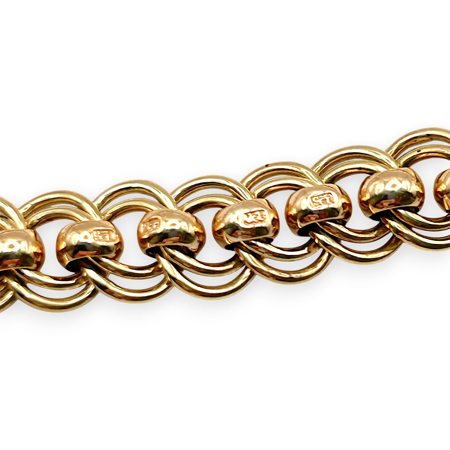 NZGD| 9ct Y/R Gold Two‑Tone Rollo Harmony Bracelet 21cm