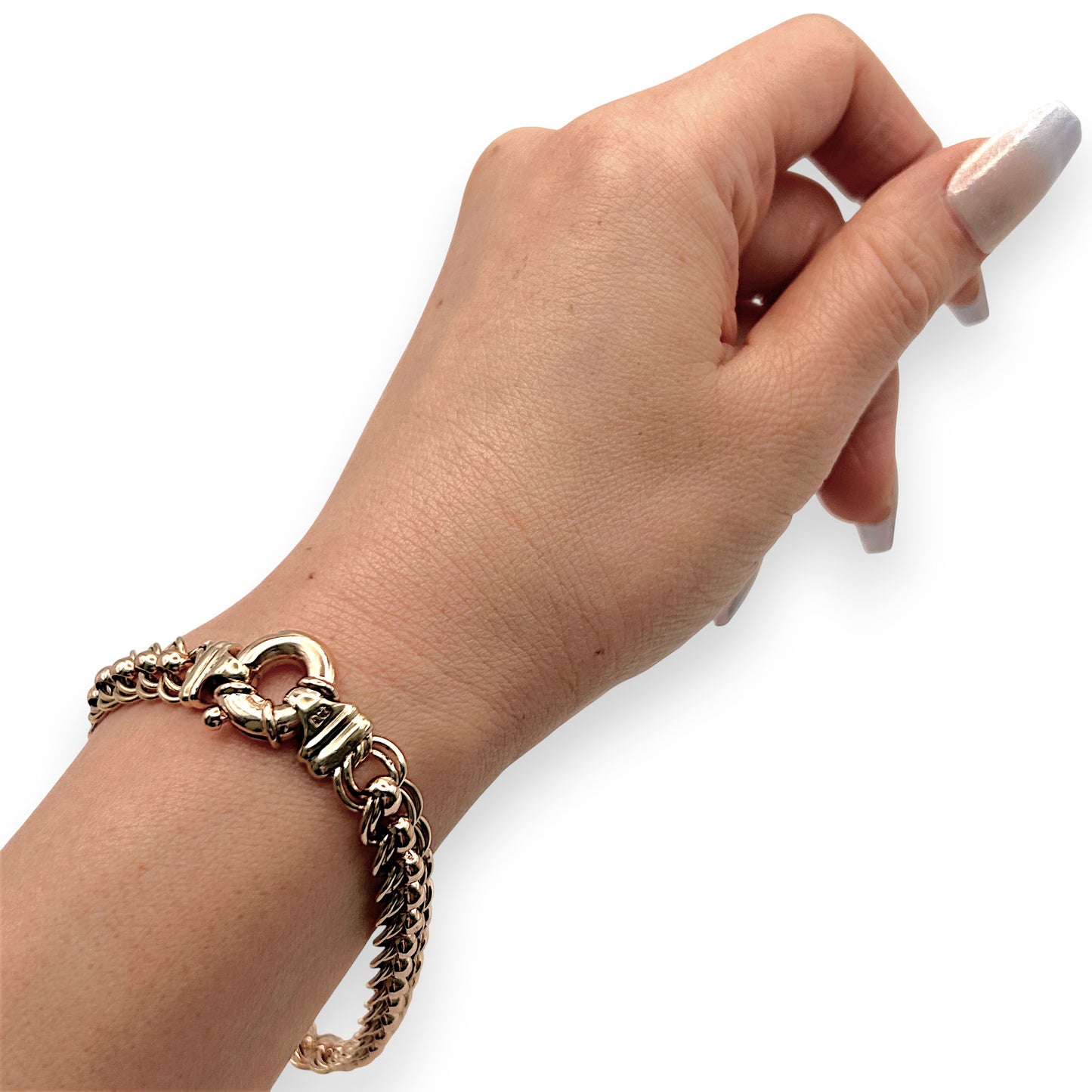 NZGD| 9ct Y/R Gold Two‑Tone Rollo Harmony Bracelet 21cm
