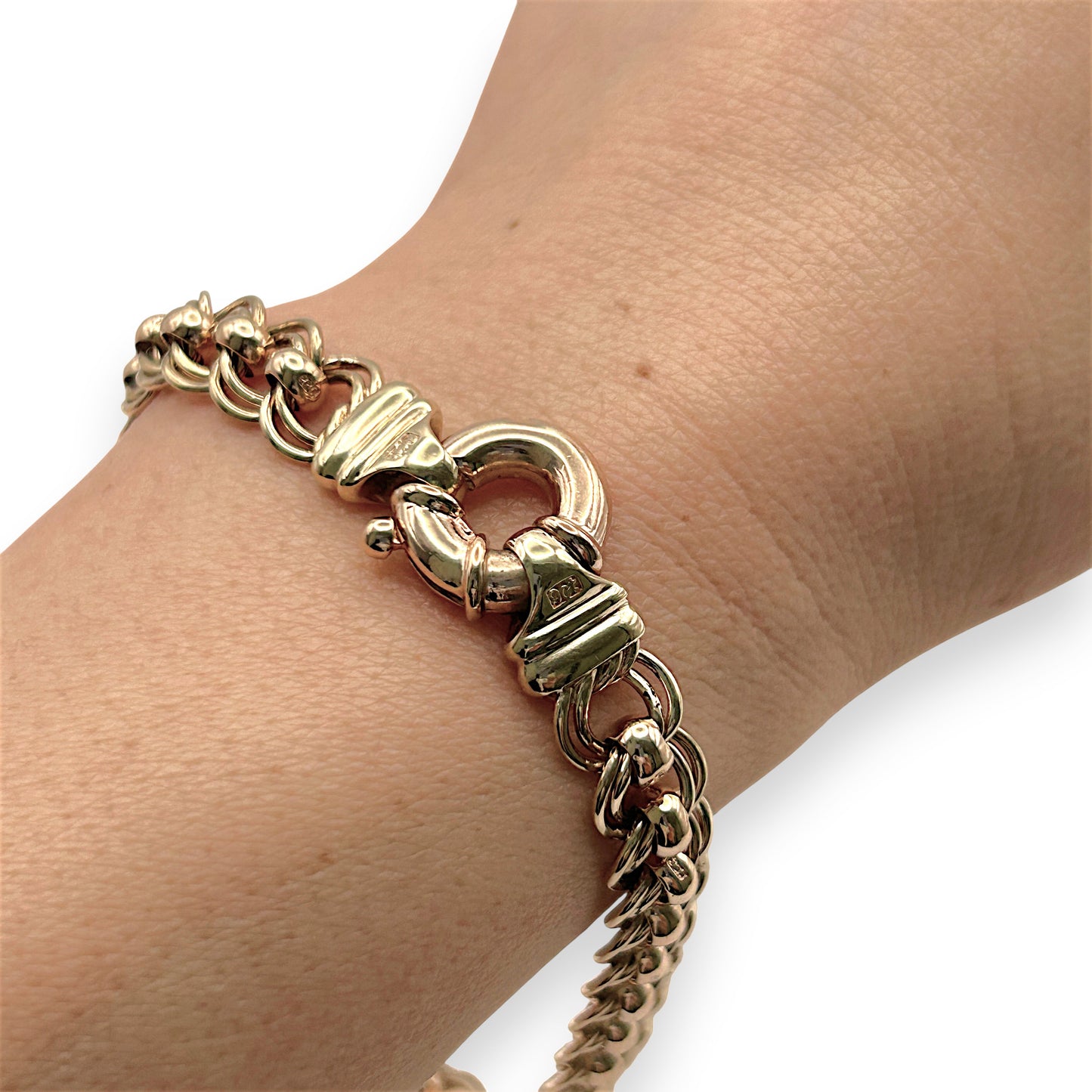 NZGD| 9ct Y/R Gold Two‑Tone Rollo Harmony Bracelet 21cm
