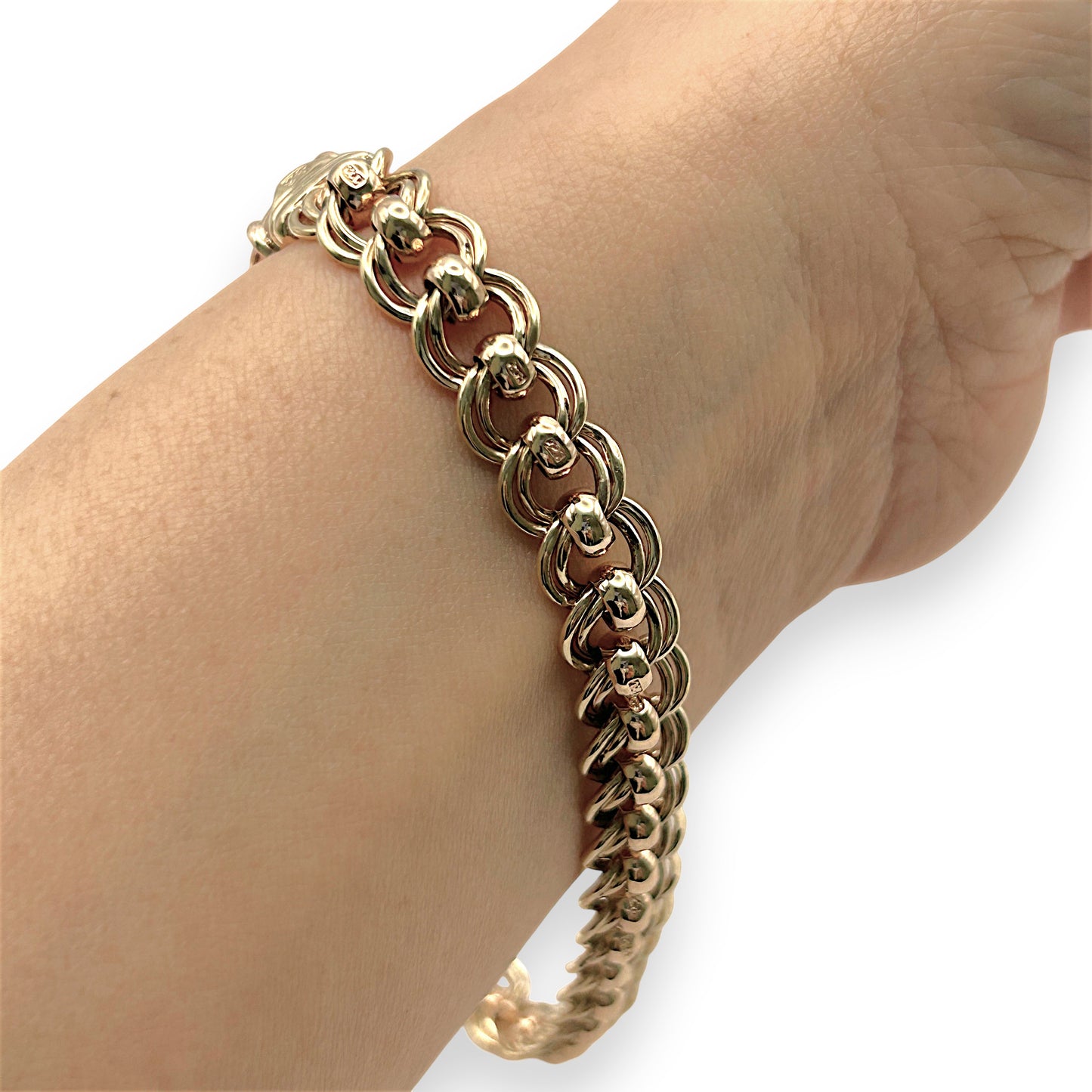 NZGD| 9ct Y/R Gold Two‑Tone Rollo Harmony Bracelet 21cm