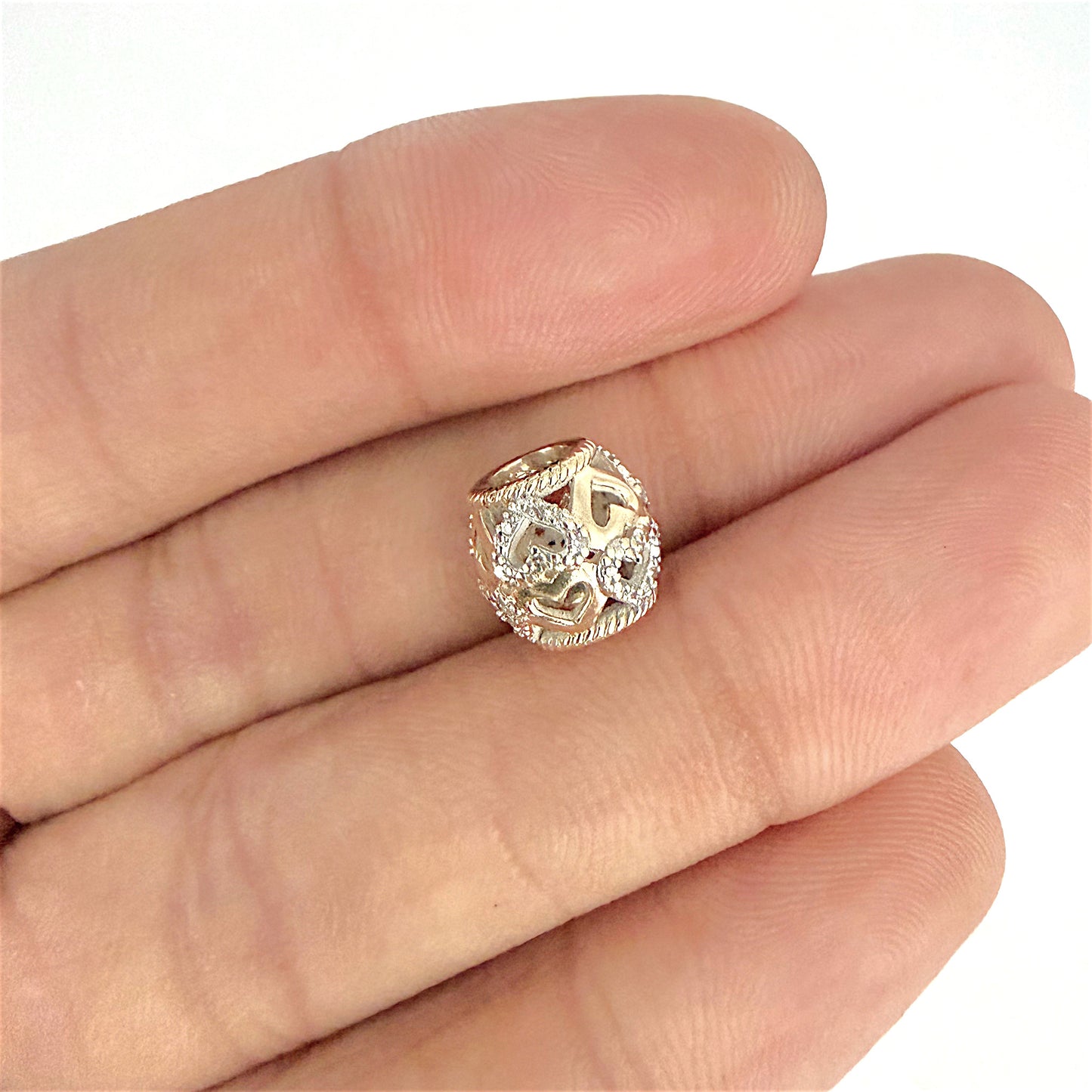 NZGD | 10ct Gold MHJ Heart‑Glow Diamond Bead Charm