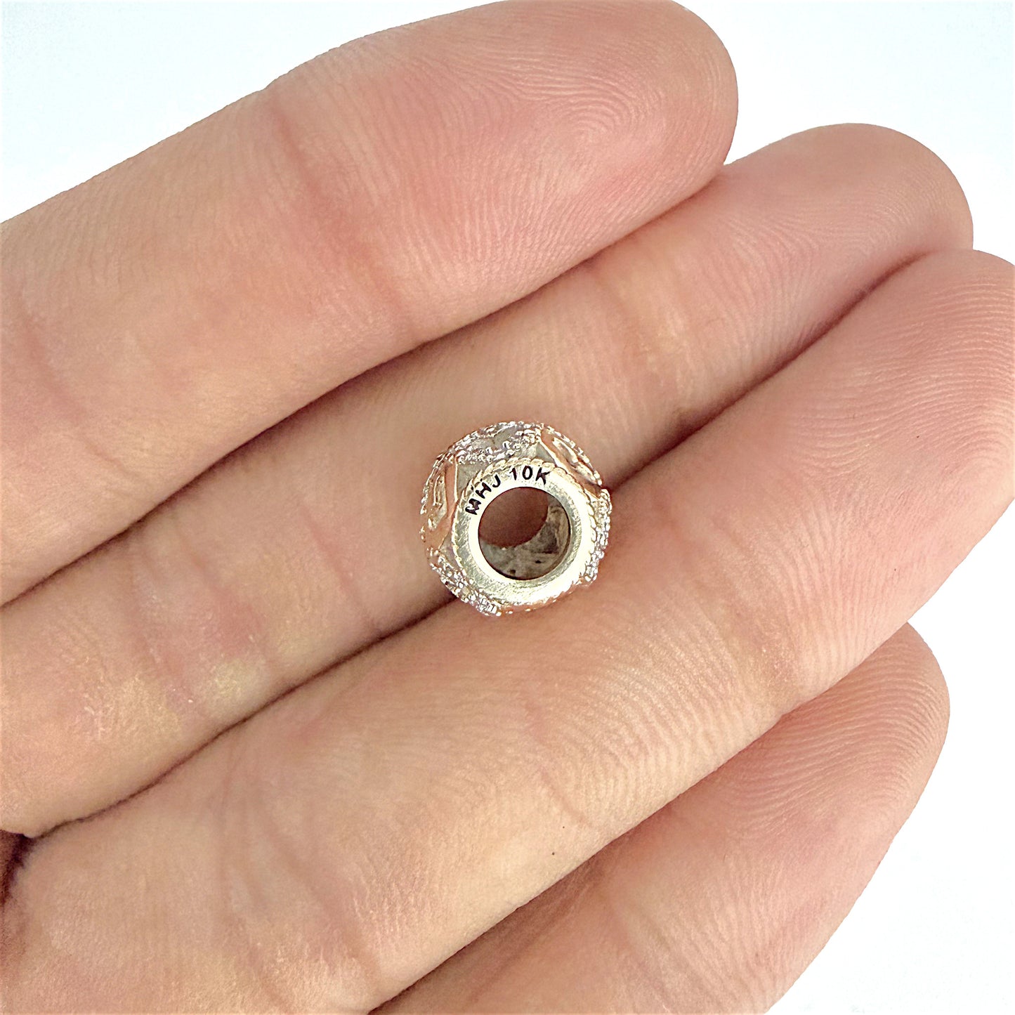 NZGD | 10ct Gold MHJ Heart‑Glow Diamond Bead Charm