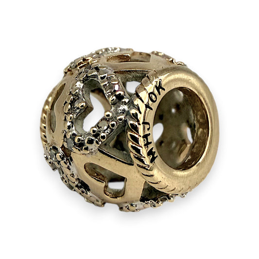 NZGD | 10ct Gold MHJ Heart‑Glow Diamond Bead Charm