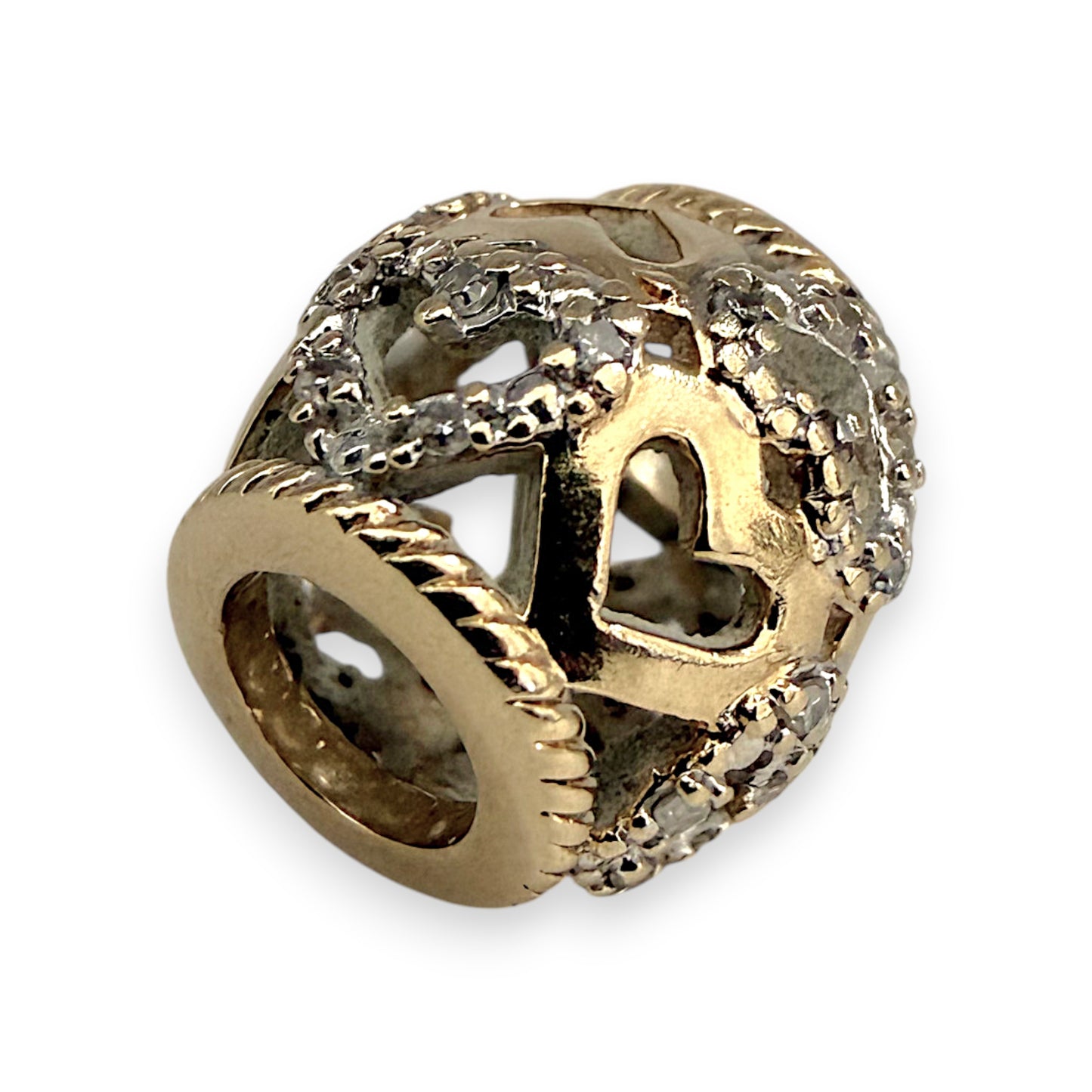 NZGD | 10ct Gold MHJ Heart‑Glow Diamond Bead Charm