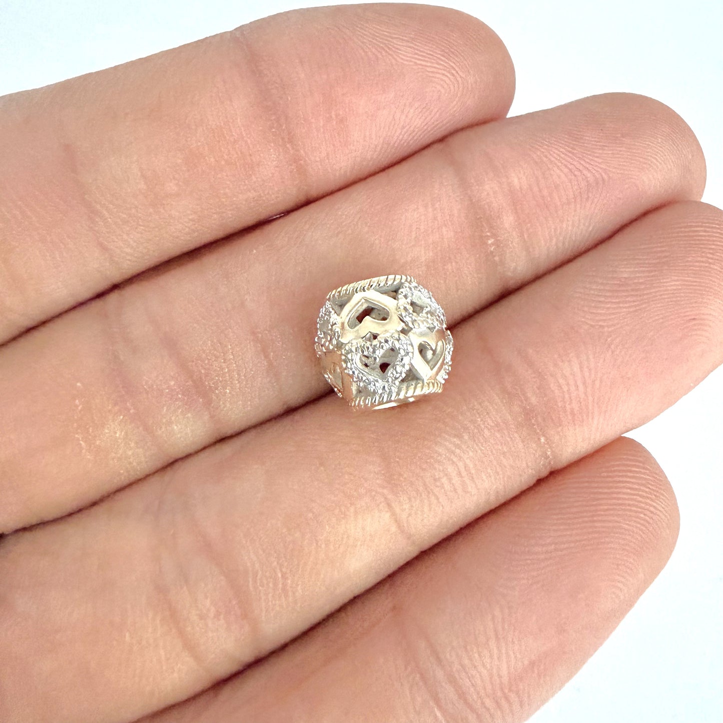 NZGD | 10ct Gold MHJ Heart‑Glow Diamond Bead Charm