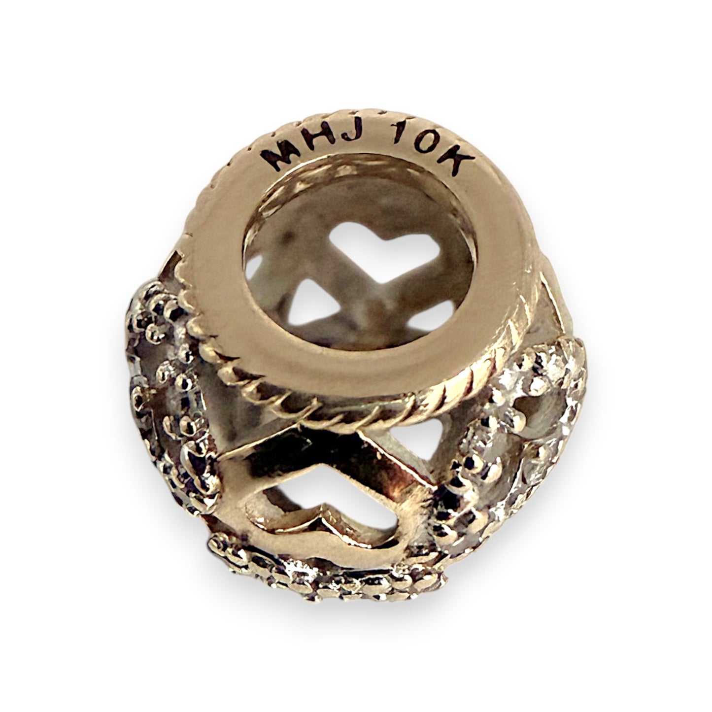NZGD | 10ct Gold MHJ Heart‑Glow Diamond Bead Charm