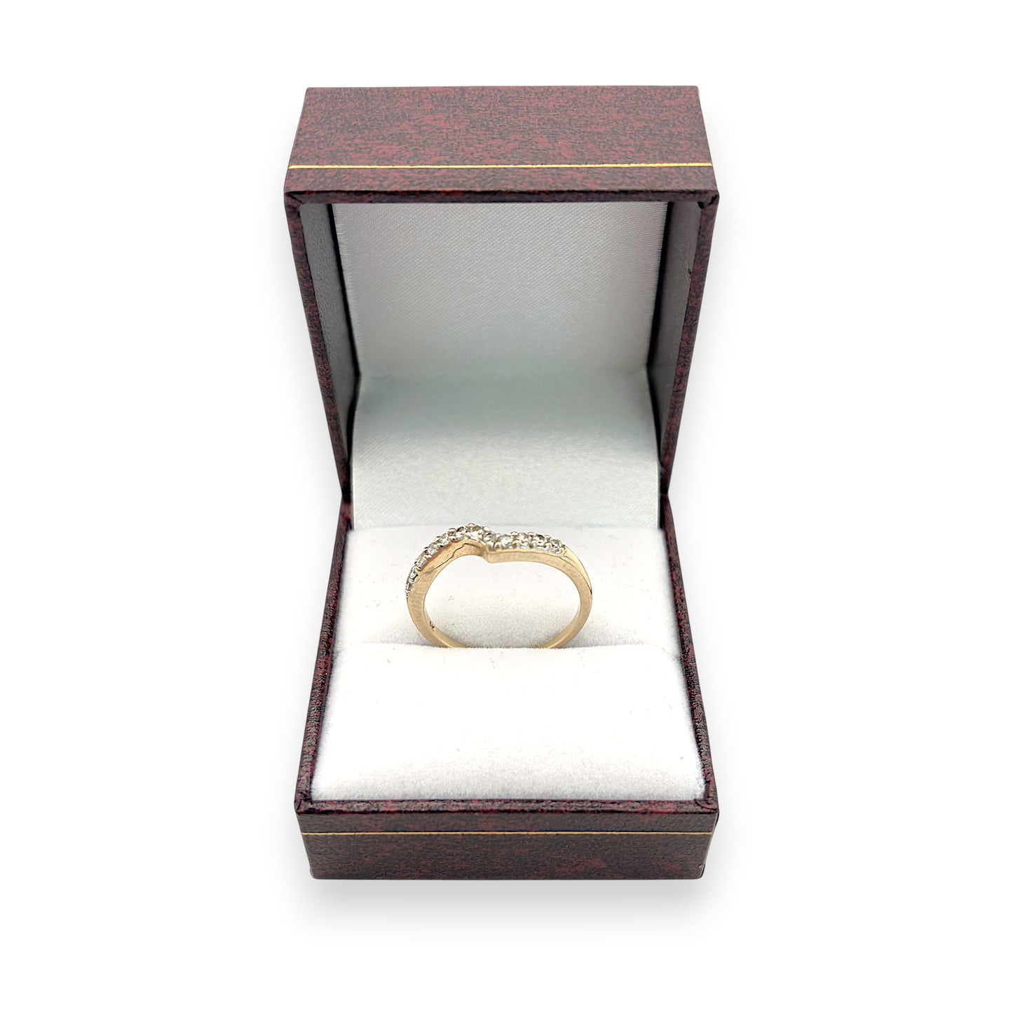 NZGD | 9ct Gold CZ Wishbone Ring Size Q