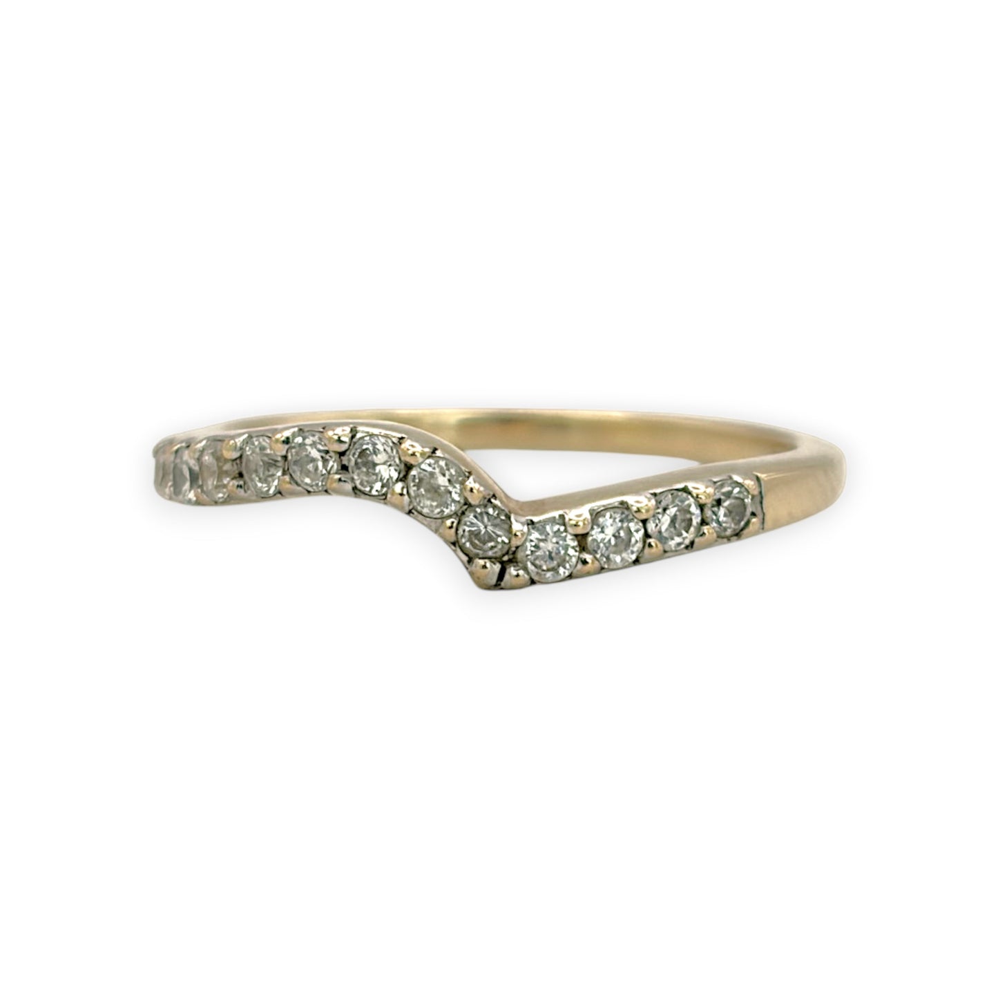 NZGD | 9ct Gold CZ Wishbone Ring Size Q