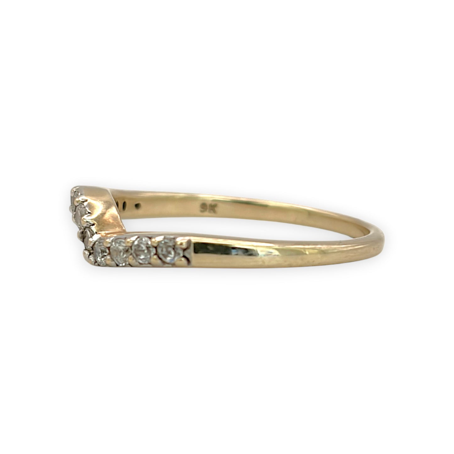 NZGD | 9ct Gold CZ Wishbone Ring Size Q