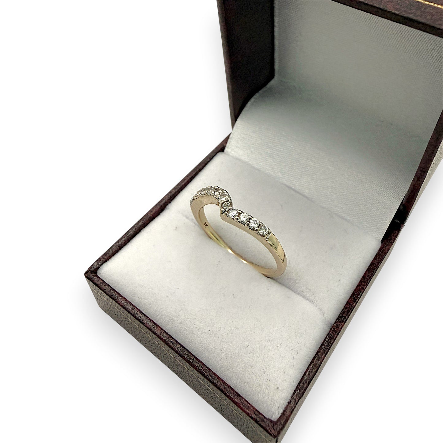 NZGD | 9ct Gold CZ Wishbone Ring Size Q