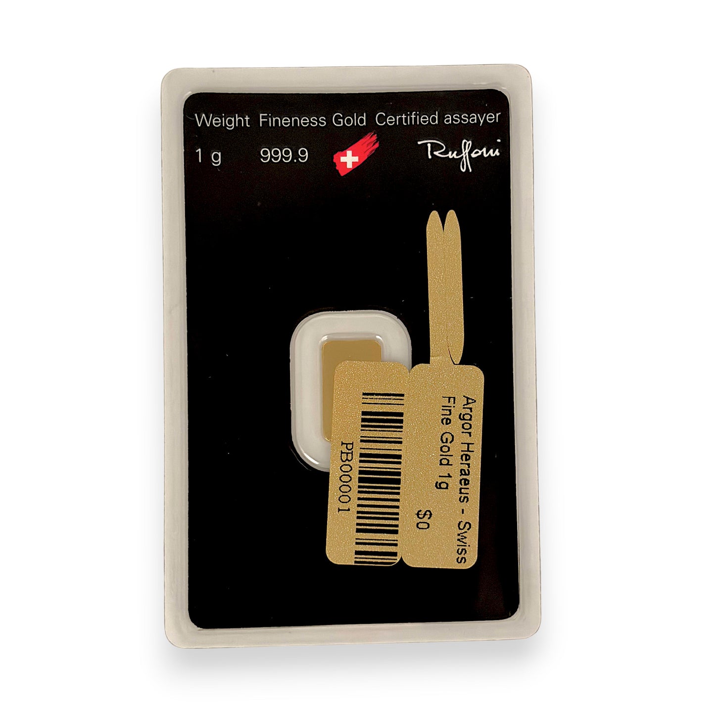 NZGD | 24ct Gold Bar Argor‑Heraeus 1 Gram - Swiss Bar