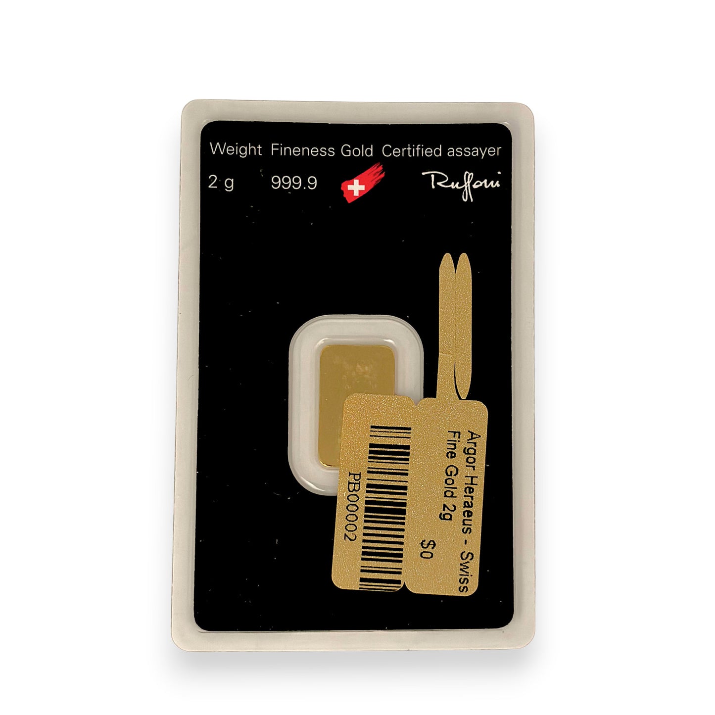 NZGD | 24ct Gold Bar Argor‑Heraeus 2 Gram - Swiss Bar