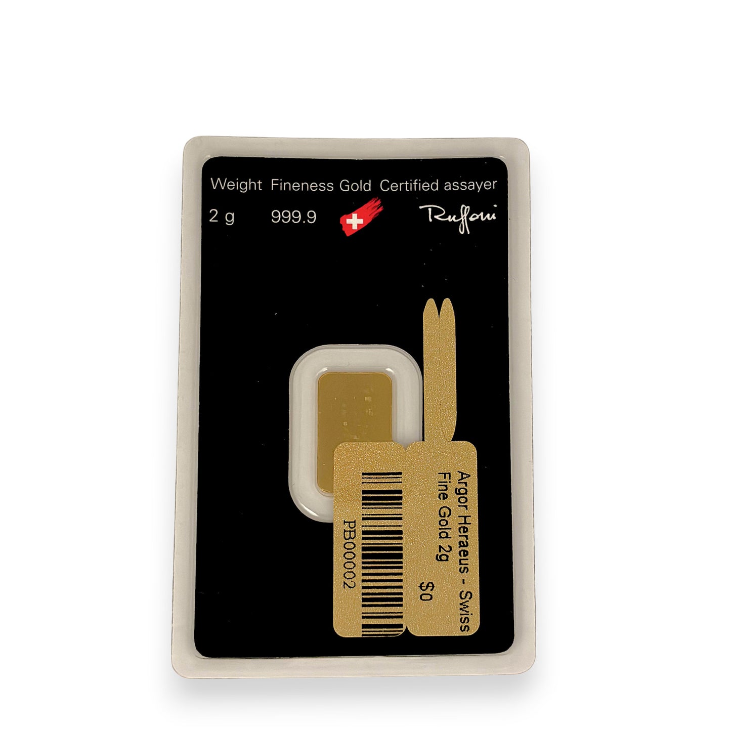 NZGD | 24ct Gold Bar Argor‑Heraeus 2 Gram - Swiss Bar