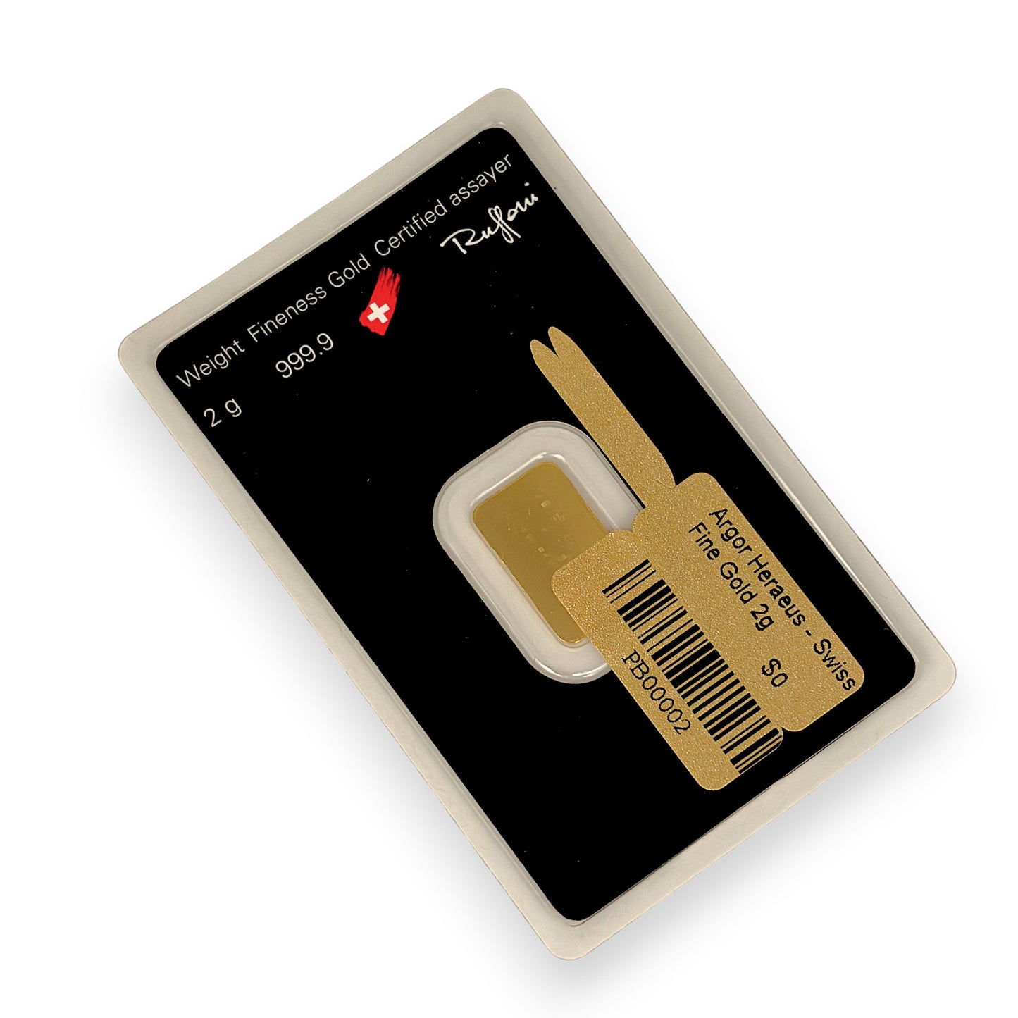 NZGD | 24ct Gold Bar Argor‑Heraeus 2 Gram - Swiss Bar