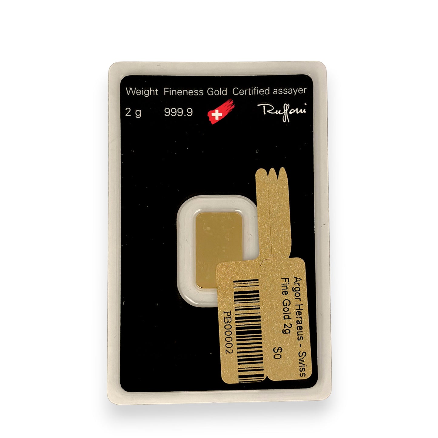 NZGD | 24ct Gold Bar Argor‑Heraeus 2 Gram - Swiss Bar