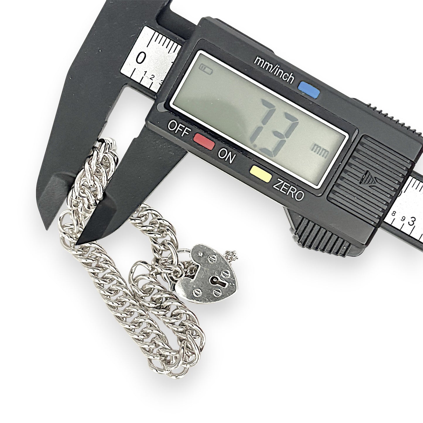 SILVER DEAL | Sterling Silver Vintage Hear Padlock Curb Link Bracelet 18cm