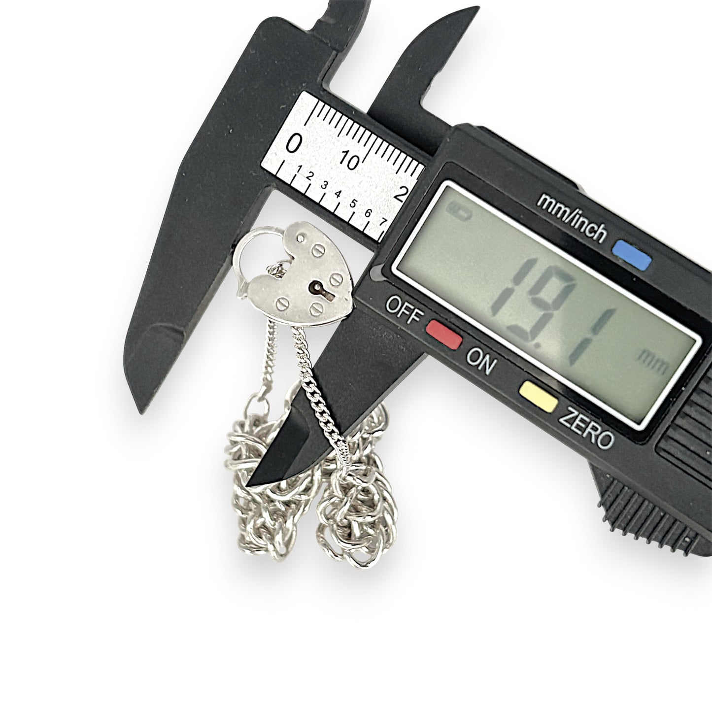 SILVER DEAL | Sterling Silver Vintage Hear Padlock Curb Link Bracelet 18cm