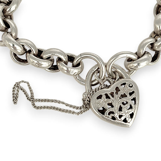 SILVER DEAL | Sterling Silver Vintage Belcher Padlock Bracelet 19cm