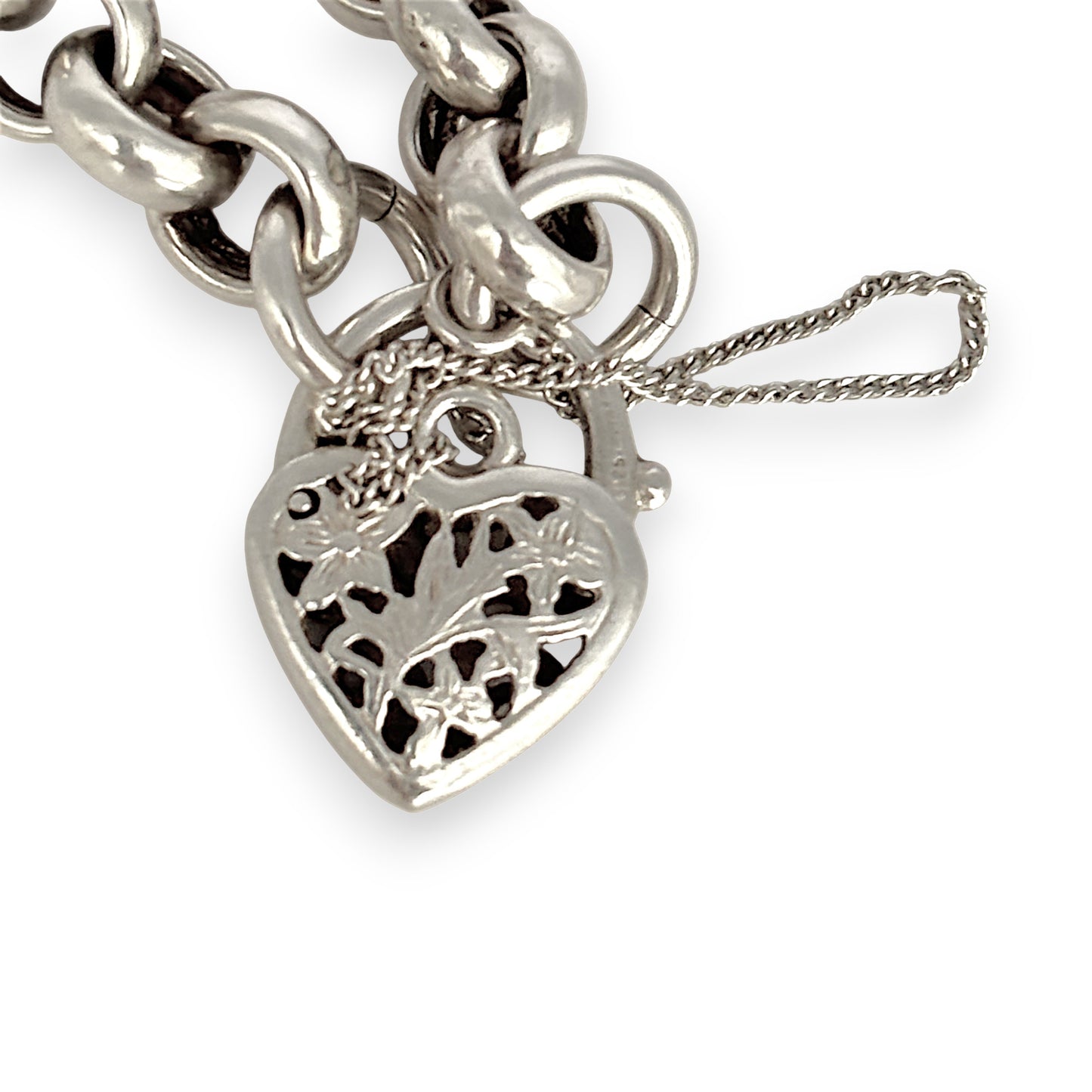 SILVER DEAL | Sterling Silver Vintage Belcher Padlock Bracelet 19cm
